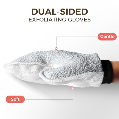 ZOMCHI 2 Pack Deep Exfoliating Glove with Dual Texture, Massage Body Scrub Gloves for Home Spa, Exfoliating Mitt for Dead Skin Removal (Deep + Gentle)