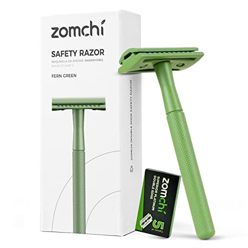 ZOMCHI Double Edge Safety Razor for Men & Women, Premium Metal Razor with 10 Double Edge Safety Razor Blades,Single Blade Razor – Noble Silver