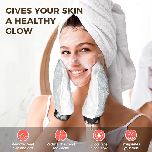 ZOMCHI 2 Pack Deep Exfoliating Glove with Dual Texture, Massage Body Scrub Gloves for Home Spa, Exfoliating Mitt for Dead Skin Removal (Deep + Gentle)