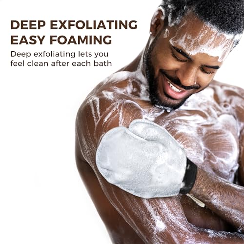 ZOMCHI 2 Pack Deep Exfoliating Glove with Dual Texture, Massage Body Scrub Gloves for Home Spa, Exfoliating Mitt for Dead Skin Removal (Deep + Gentle)