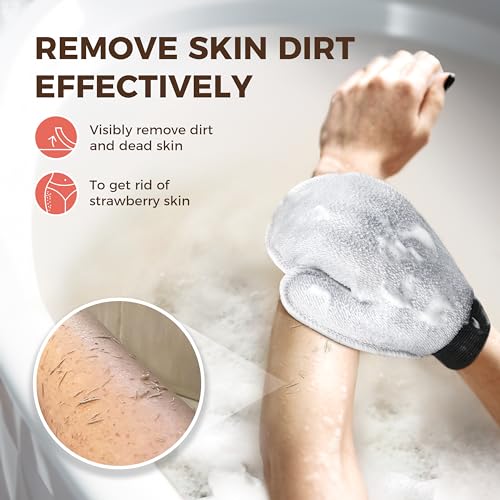 ZOMCHI 2 Pack Deep Exfoliating Glove with Dual Texture, Massage Body Scrub Gloves for Home Spa, Exfoliating Mitt for Dead Skin Removal (Deep + Gentle)