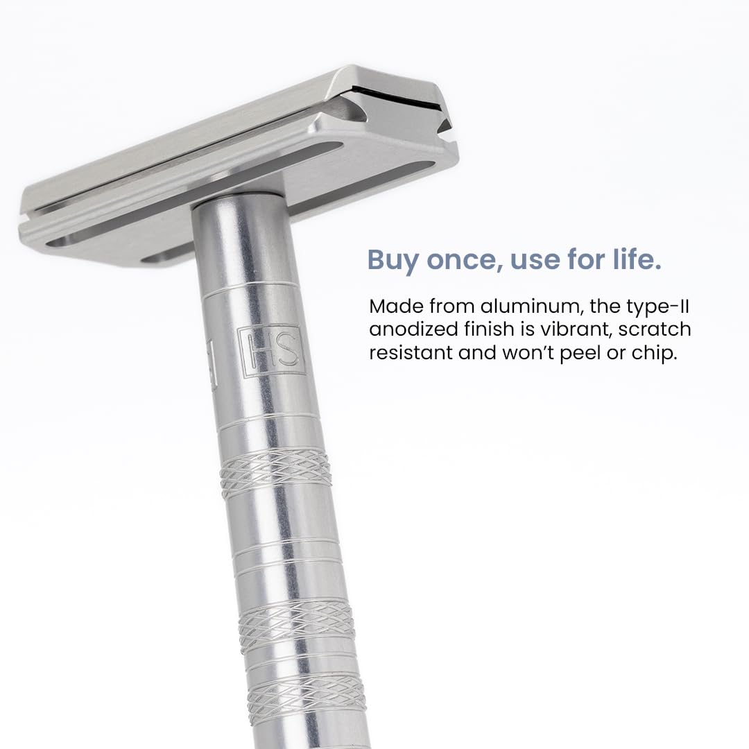 Henson Shaving Razor - Copper Double Edge Safety Razor with 5 Spare Blades - 30° Angled Precision With Superior Blade Rigidity- Reusable Single Blade Razors For Men and Women - Mild Aggression