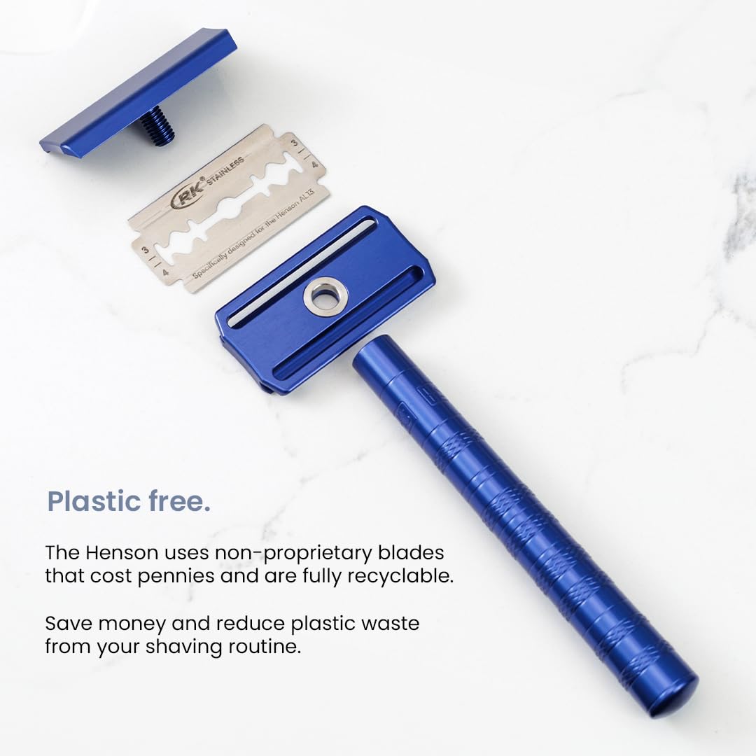 Henson Shaving Razor - Copper Double Edge Safety Razor with 5 Spare Blades - 30° Angled Precision With Superior Blade Rigidity- Reusable Single Blade Razors For Men and Women - Mild Aggression