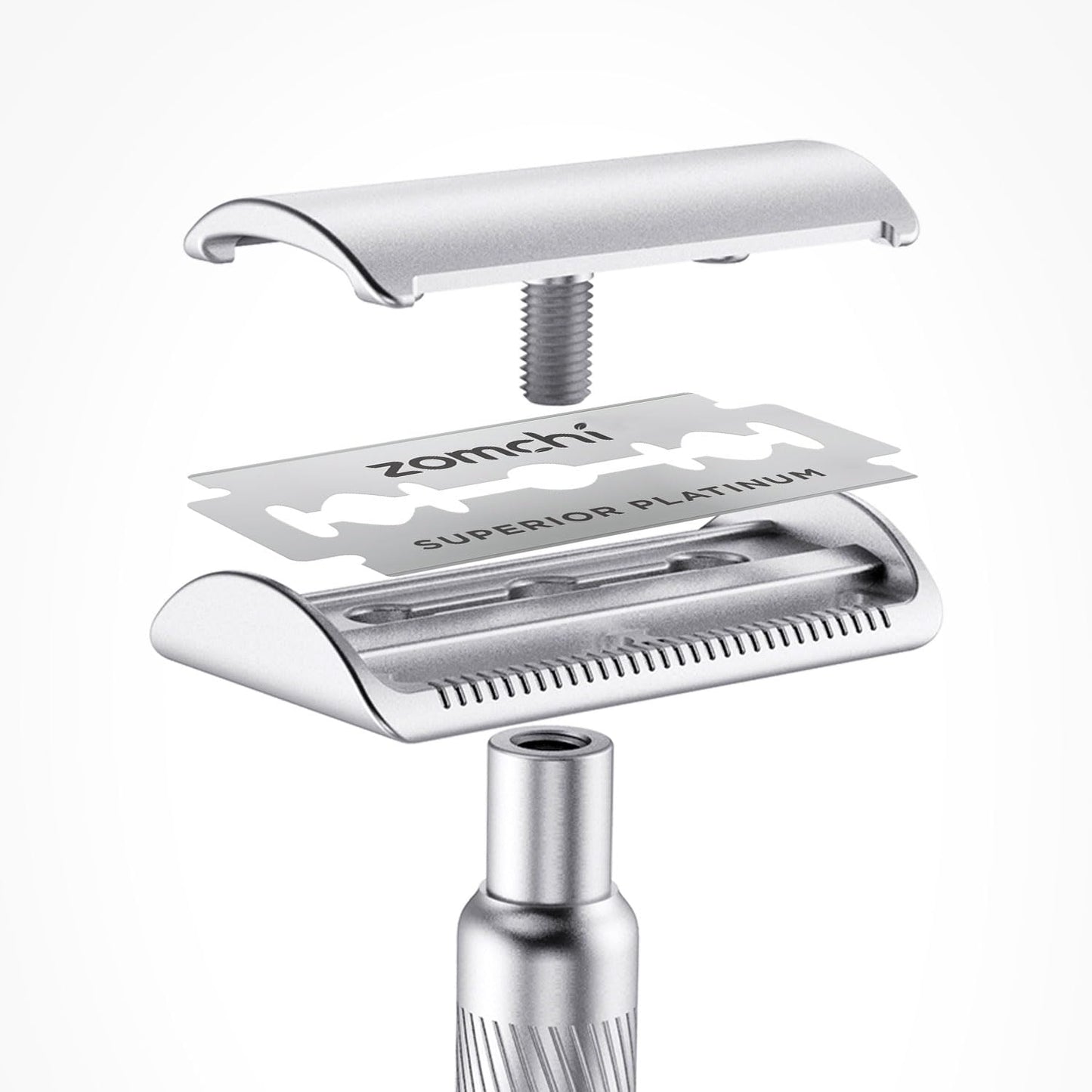 Zomchi Double Edge Razor Blades 2.0, 100 Counts Safety Razor Blades for Shaving, Platinum Stainless Steel Shaving Blades for Men and Women, Fits All Standard Double Edge Razors