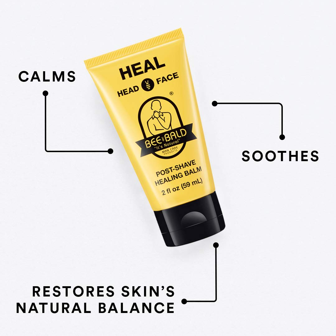 Bee Bald HEAL Aftershave for Men Healing Balm, Immediately Calms & Soothes Damaged Skin, Treats Bumps, Redness, Razor Burn & Other Shaving Irritations (2 Fl Oz)