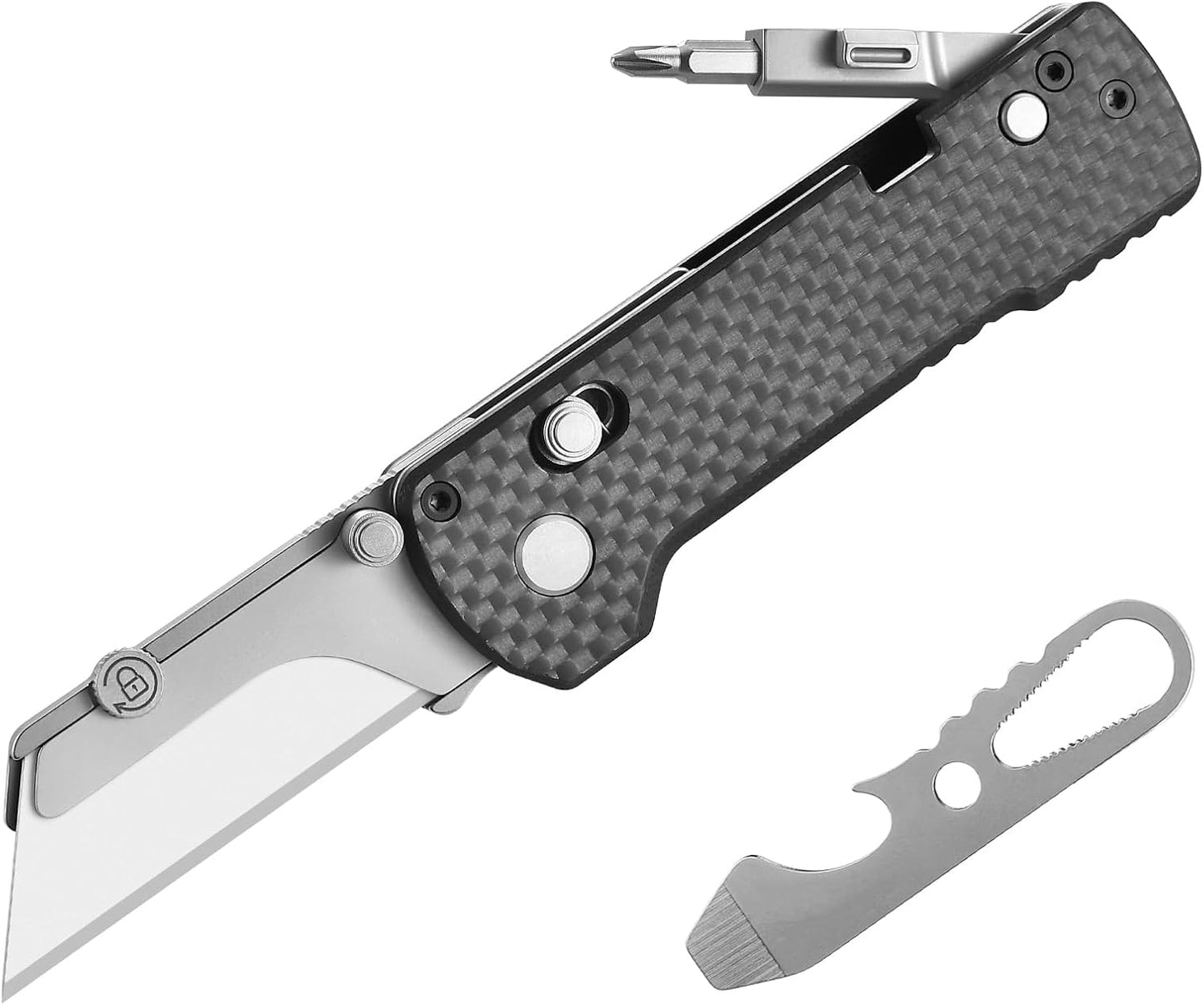 OKNIFE U1 Pro Multitool Folding Utility Knife with Folding Screwdriver, Quick Change Blade, Rail Lock & Pocket Clip for Men Women(Doughnut)
