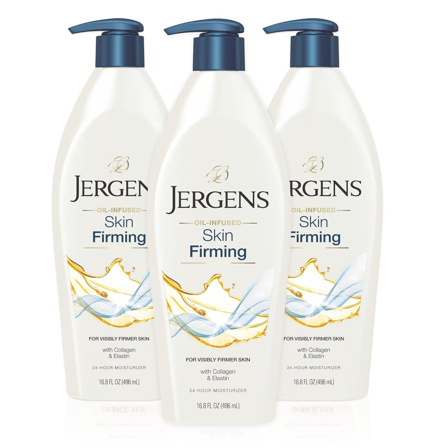 Jergens Skin Firming Body Lotion for Dry to Extra Dry Skin, Skin Tightening Cream with Collagen and Elastin, Dermatologist Tested, Hydralucence Blend Formula, 16.8 Oz