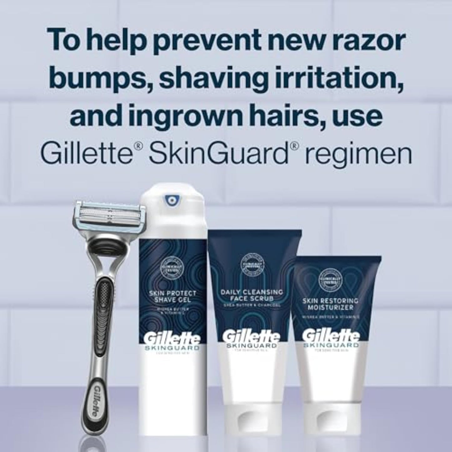 Gillette SkinGuard Razors, 1 Gillette Razor, 4 Razor Blade Refills, Designed for Men with Skin Irritation, Razor Bumps, and Sensitive Skin