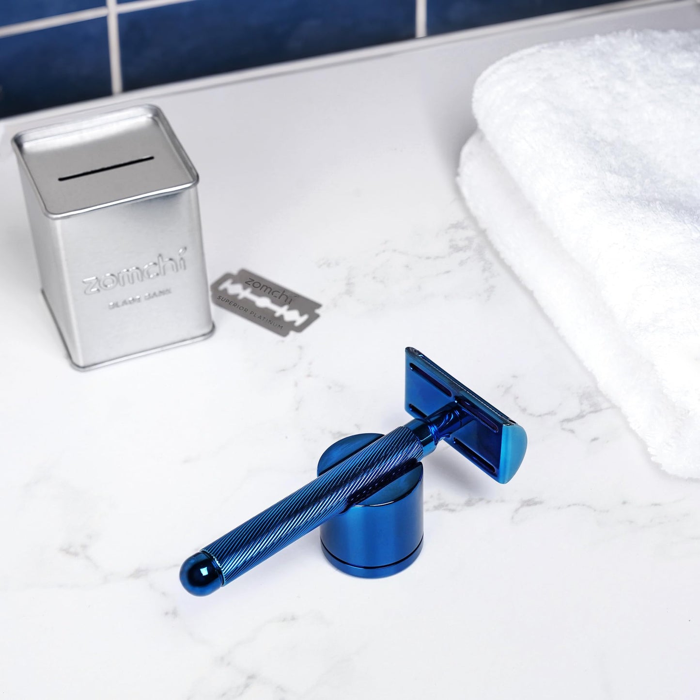ZOMCHI Double Edge Safety Razor for Men & Women, Premium Metal Razor with 10 Double Edge Safety Razor Blades,Single Blade Razor – Noble Silver