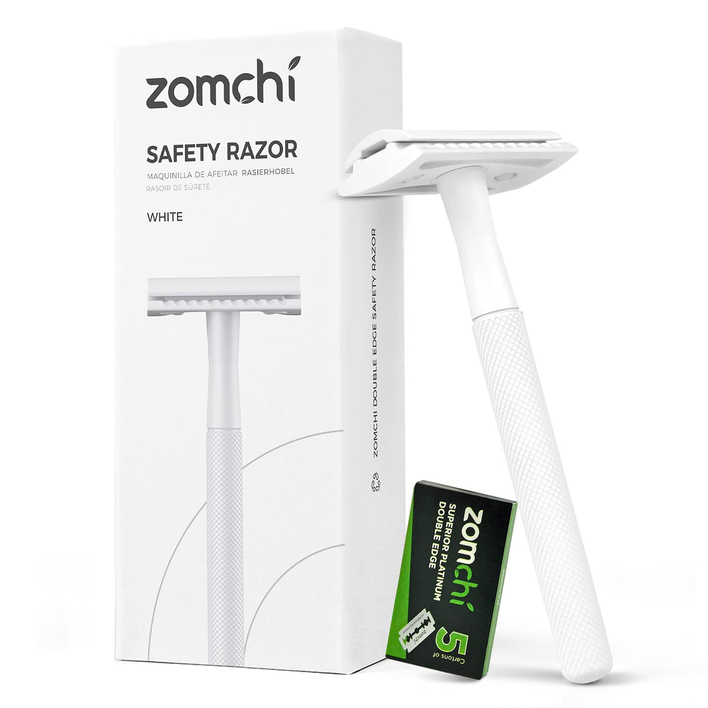 ZOMCHI Double Edge Safety Razor for Men & Women, Premium Metal Razor with 10 Double Edge Safety Razor Blades,Single Blade Razor – Noble Silver