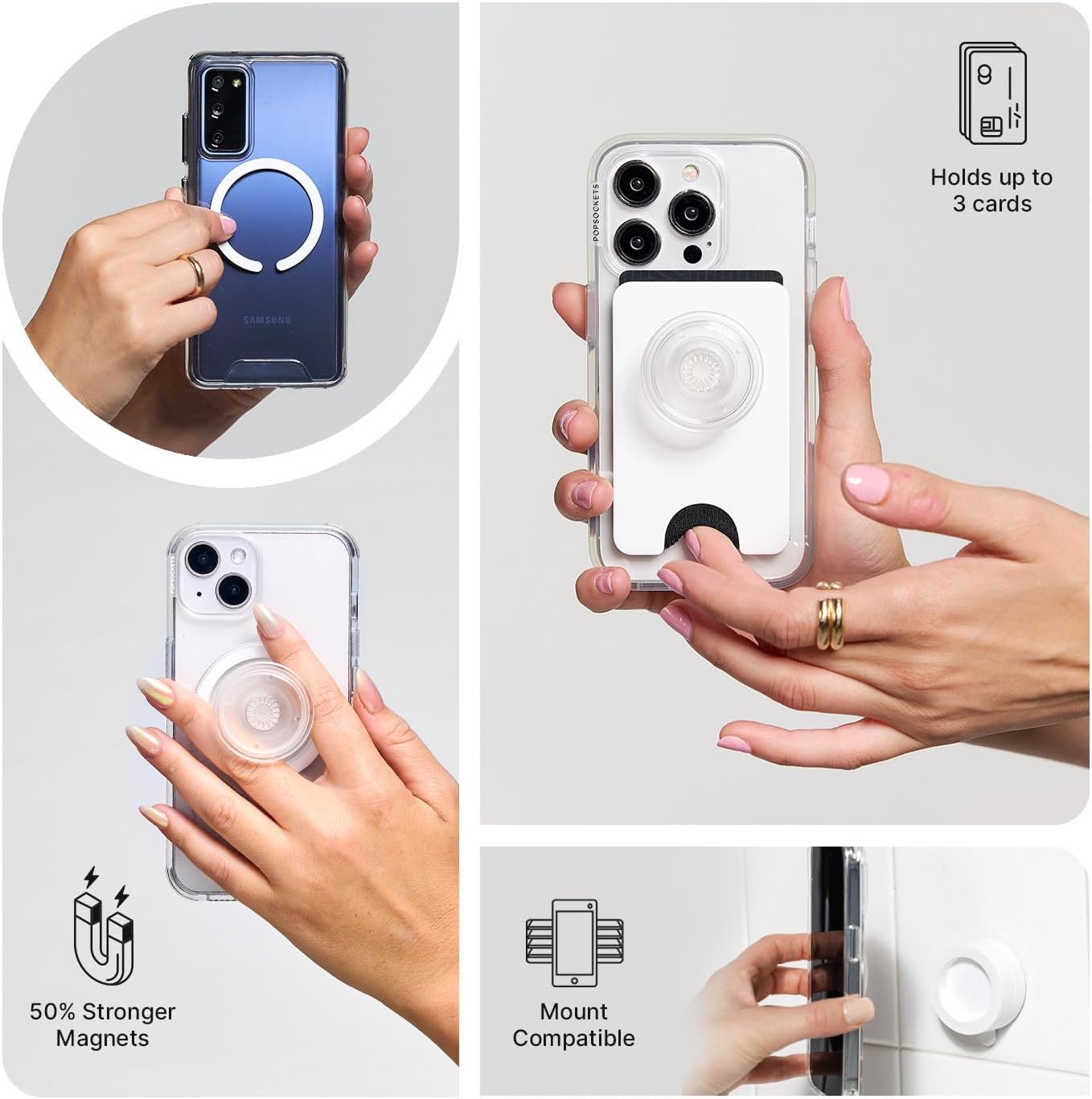 PopSockets Phone Grip with Expanding Kickstand, Adhesive Grip - Black