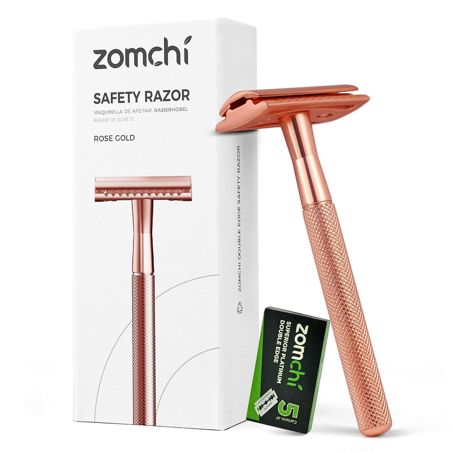 ZOMCHI Double Edge Safety Razor for Men & Women, Premium Metal Razor with 10 Double Edge Safety Razor Blades,Single Blade Razor – Noble Silver