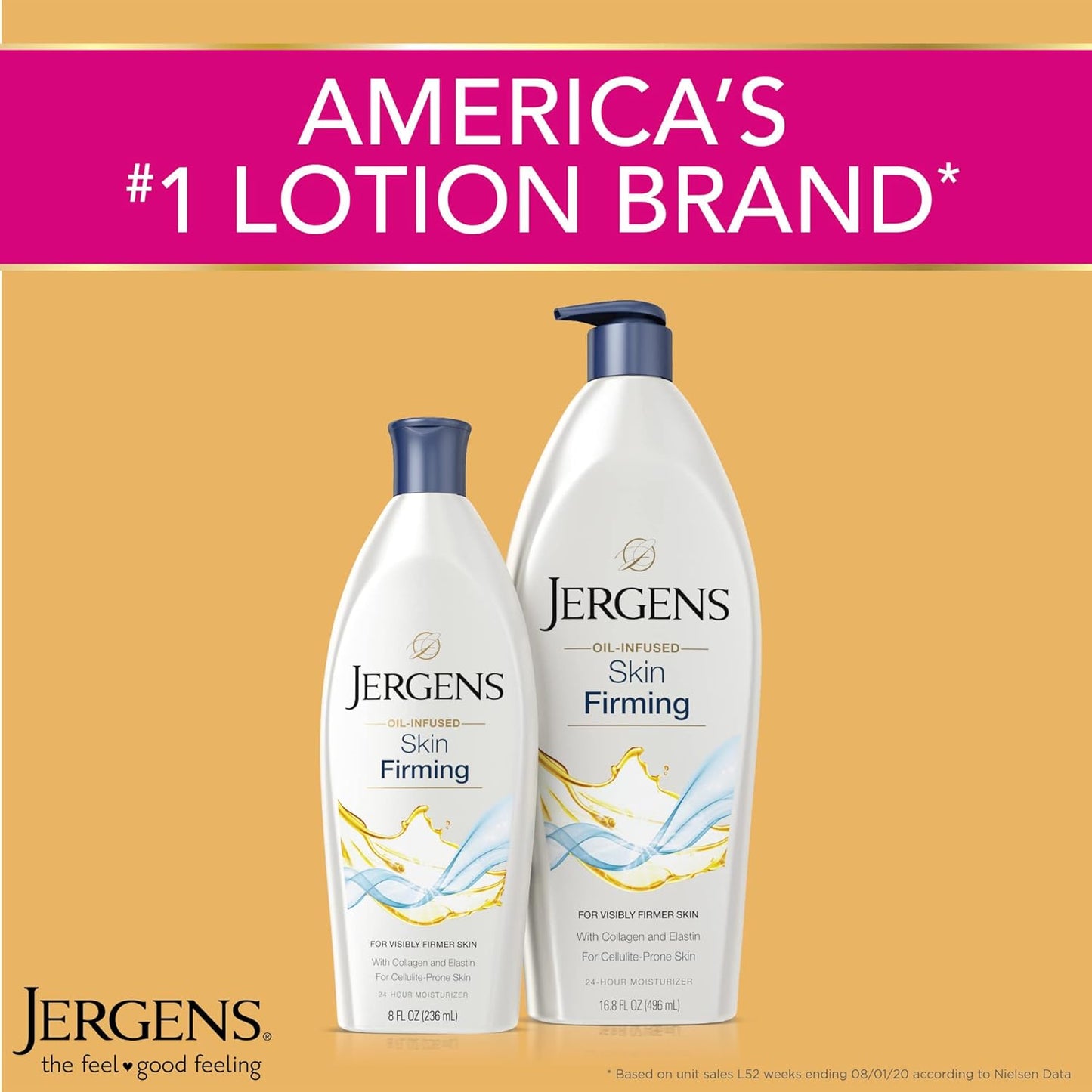 Jergens Skin Firming Body Lotion for Dry to Extra Dry Skin, Skin Tightening Cream with Collagen and Elastin, Dermatologist Tested, Hydralucence Blend Formula, 16.8 Oz