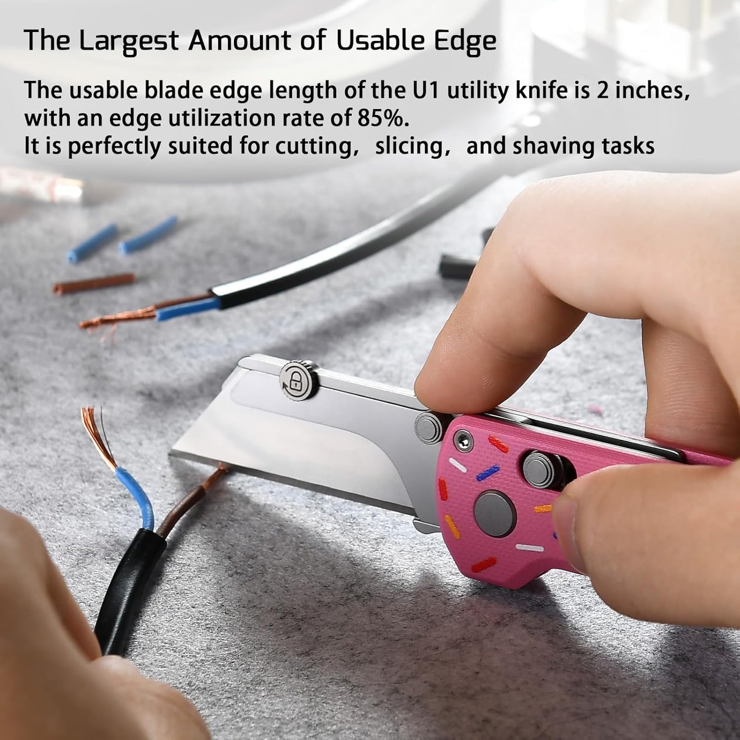 OKNIFE U1 Pro Multitool Folding Utility Knife with Folding Screwdriver, Quick Change Blade, Rail Lock & Pocket Clip for Men Women(Doughnut)