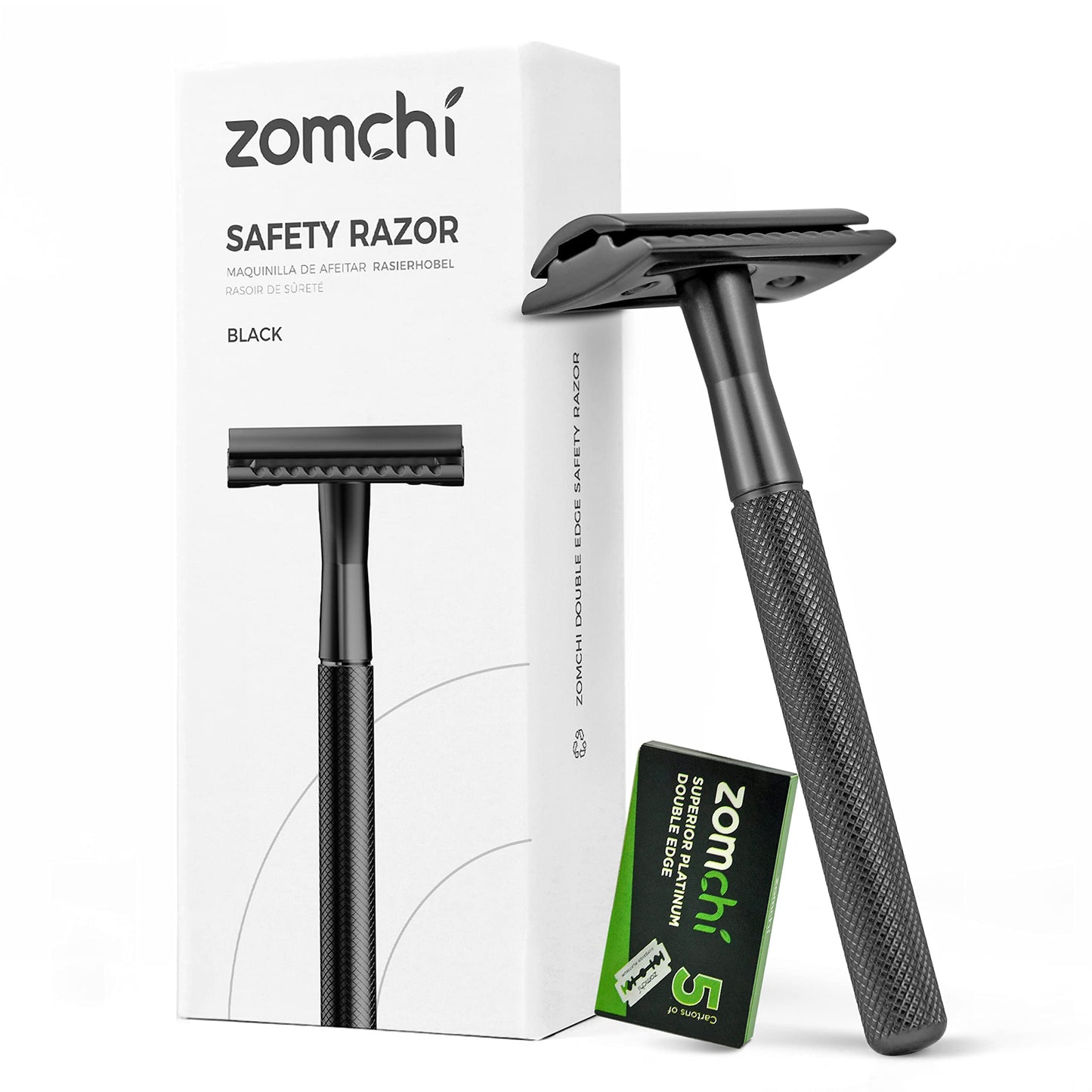 ZOMCHI Double Edge Safety Razor for Men & Women, Premium Metal Razor with 10 Double Edge Safety Razor Blades,Single Blade Razor – Noble Silver