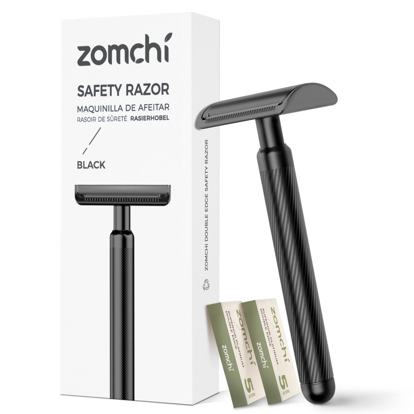 ZOMCHI Double Edge Safety Razor for Men & Women, Premium Metal Razor with 10 Double Edge Safety Razor Blades,Single Blade Razor – Noble Silver
