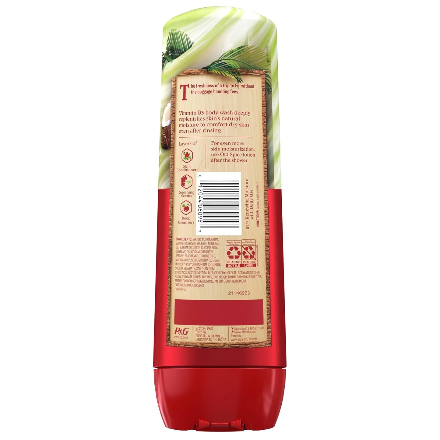 Old Spice Body Wash + Hand & Body Lotion Bundle Pack, 24/7 Moisturizing Freshness, For All Skin Types, Fiji with Palm Tree + Coconut Lasting Scent, 16 oz & 20 oz (Pack of 2)