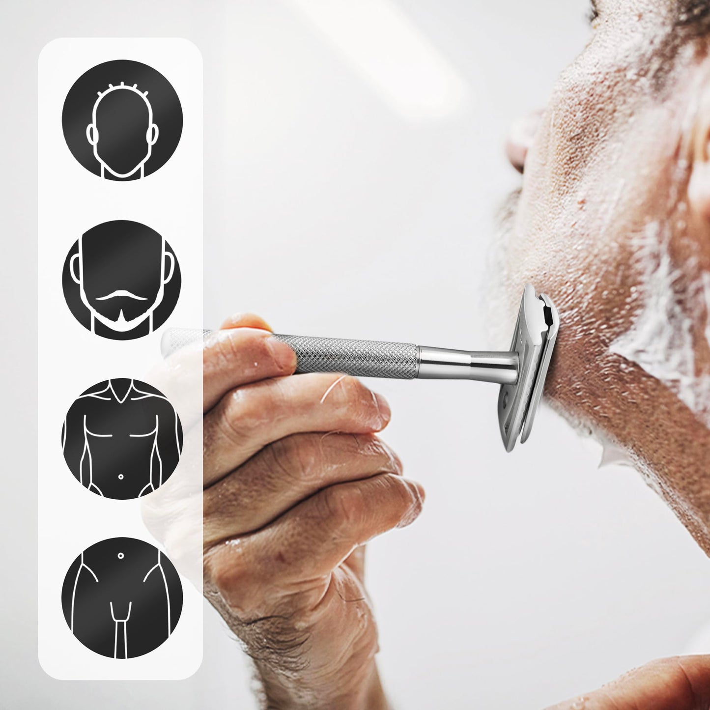 ZOMCHI Double Edge Safety Razor for Men & Women, Premium Metal Razor with 10 Double Edge Safety Razor Blades,Single Blade Razor – Noble Silver
