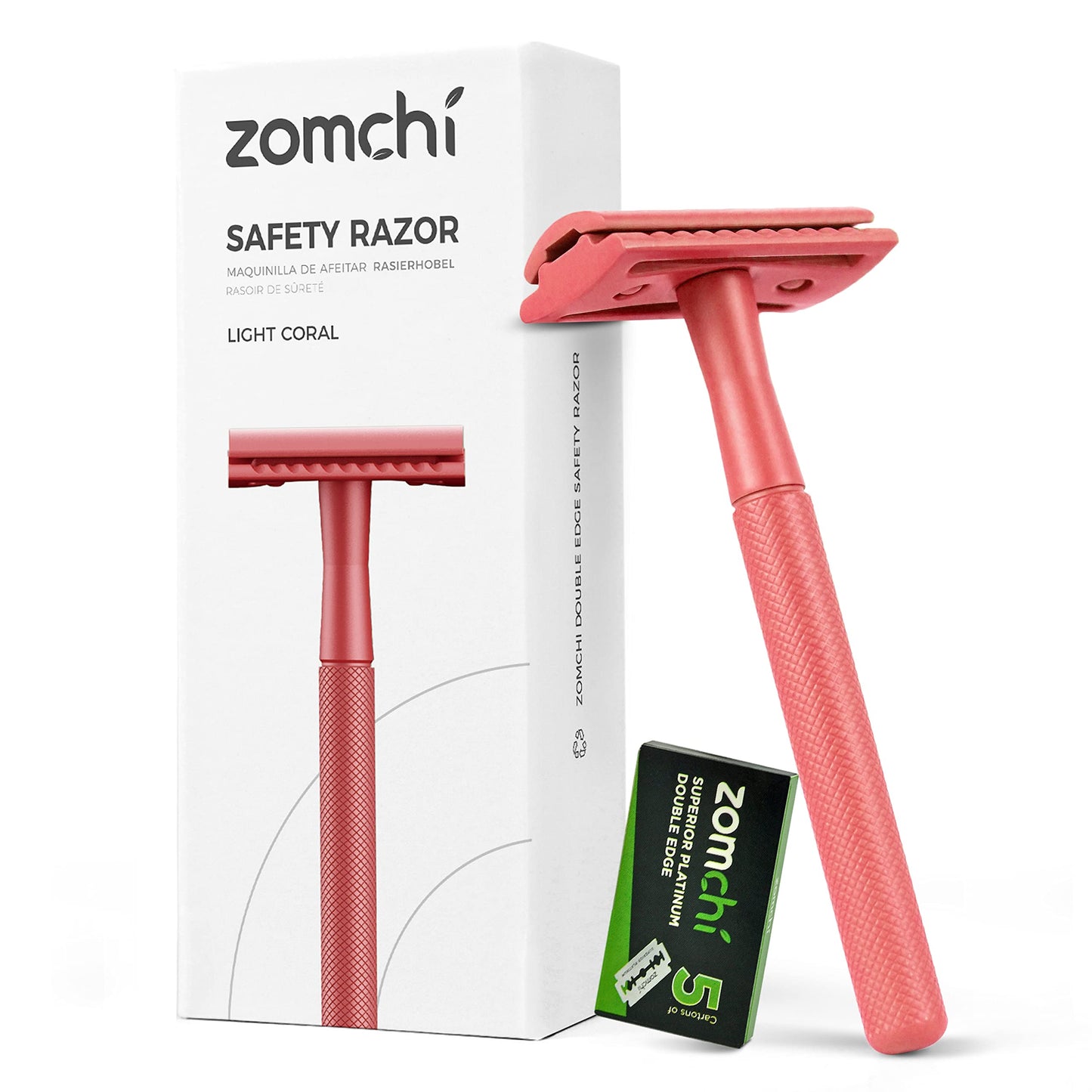 ZOMCHI Double Edge Safety Razor for Men & Women, Premium Metal Razor with 10 Double Edge Safety Razor Blades,Single Blade Razor – Noble Silver