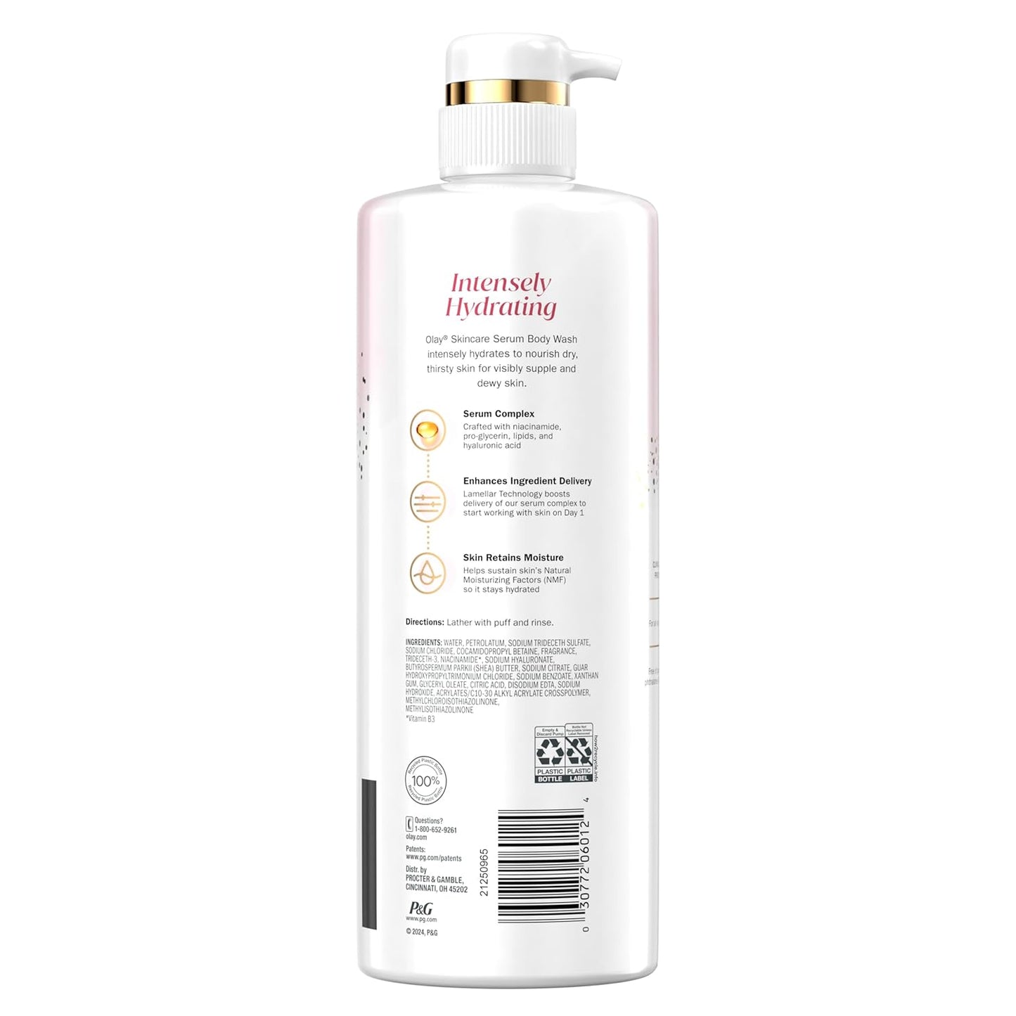 Olay Intensely Hydrating Body Wash + Body Lotion Bundle Pack, Moisturizing & Nourishing Formula with Hyaluronic Acid & Vitamin B3 Complex, 26 fl oz & 17 fl oz, (Pack of 2)