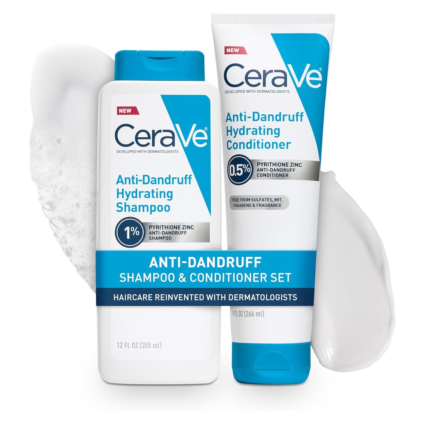 CeraVe Hydrating Anti Dandruff Shampoo, 1% Pyrithione Zinc Dandruff Treatment With Ceramides, Niacinamide & Hyaluronic Acid, Helps Eliminate Flakes & Provides Itchy Scalp Relief, Sulfate Free, 12 Oz
