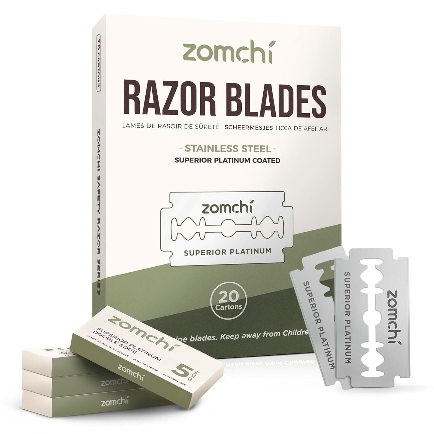 ZOMCHI Razor Blade Bank with 100 Counts Safety Razor Blades for Shaving