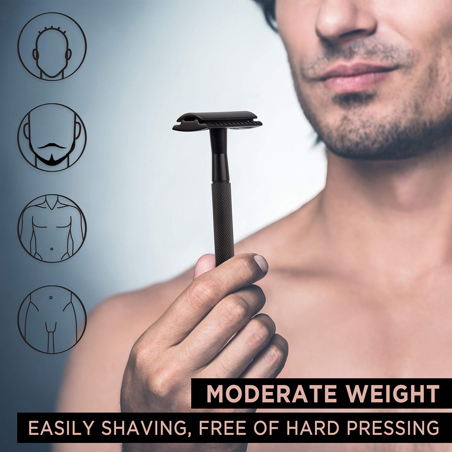 ZOMCHI Double Edge Safety Razor for Men & Women, Premium Metal Razor with 10 Double Edge Safety Razor Blades,Single Blade Razor – Noble Silver