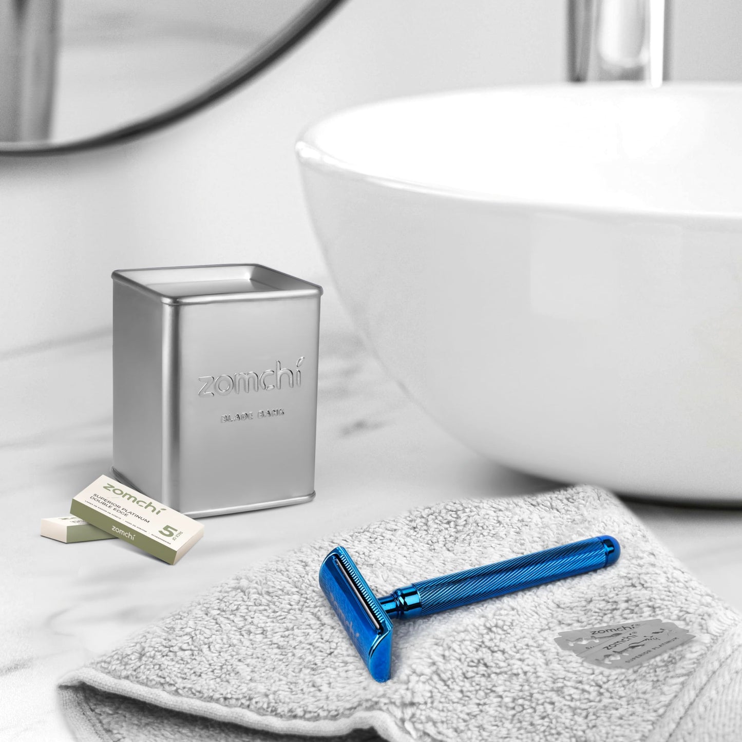 ZOMCHI Double Edge Safety Razor for Men & Women, Premium Metal Razor with 10 Double Edge Safety Razor Blades,Single Blade Razor – Noble Silver