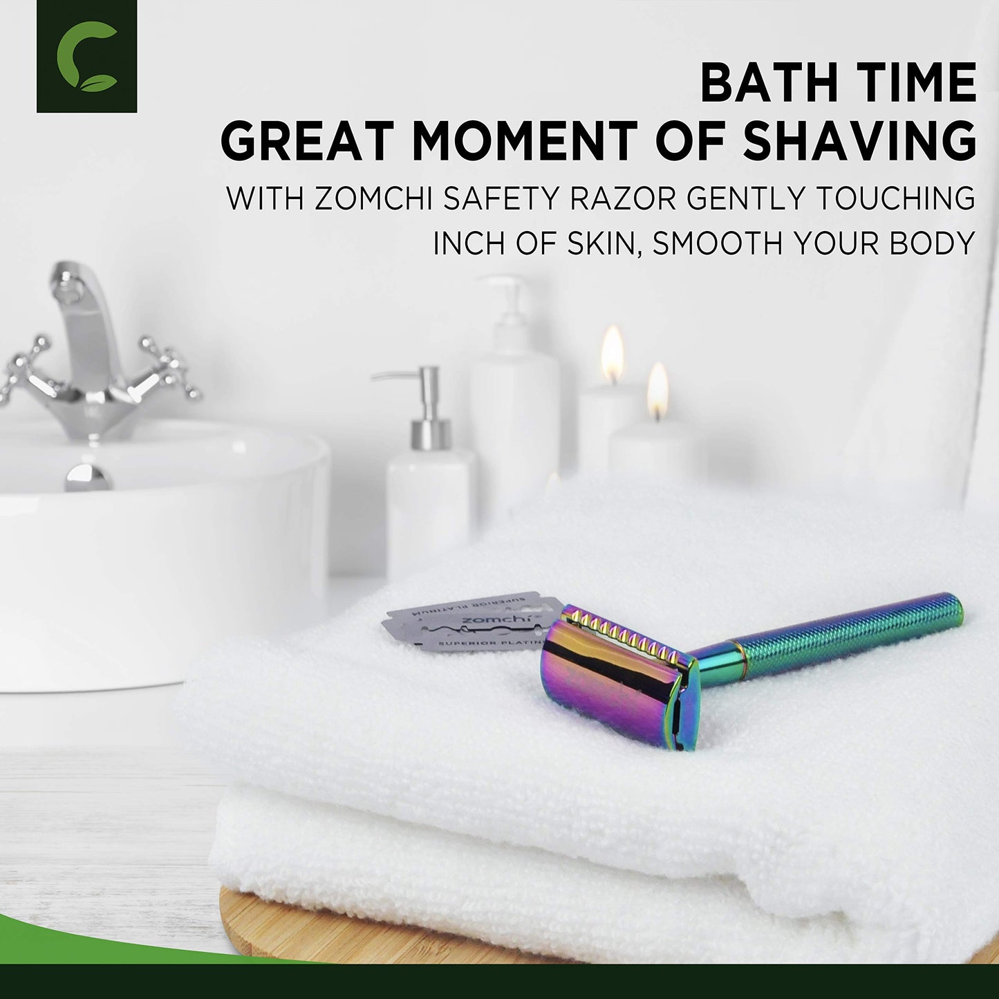 ZOMCHI Double Edge Safety Razor for Men & Women, Premium Metal Razor with 10 Double Edge Safety Razor Blades,Single Blade Razor – Noble Silver