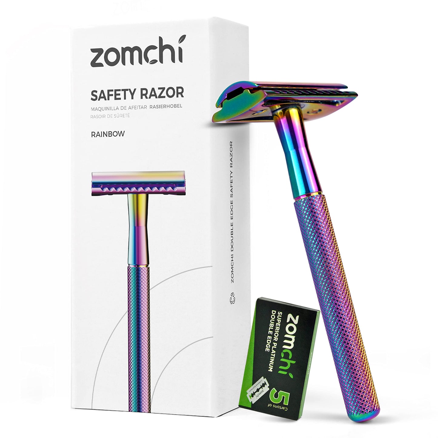 ZOMCHI Double Edge Safety Razor for Men & Women, Premium Metal Razor with 10 Double Edge Safety Razor Blades,Single Blade Razor – Noble Silver