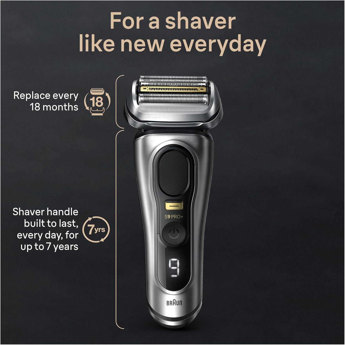 Braun Series 9 PRO+ Electric Razor for Men, 5 Pro Shave Elements & Precision Long Hair Trimmer, 6in1 SmartCare Center, Wet & Dry Electric Razor for Smooth Skin with 60min Battery Runtime, 9567cc
