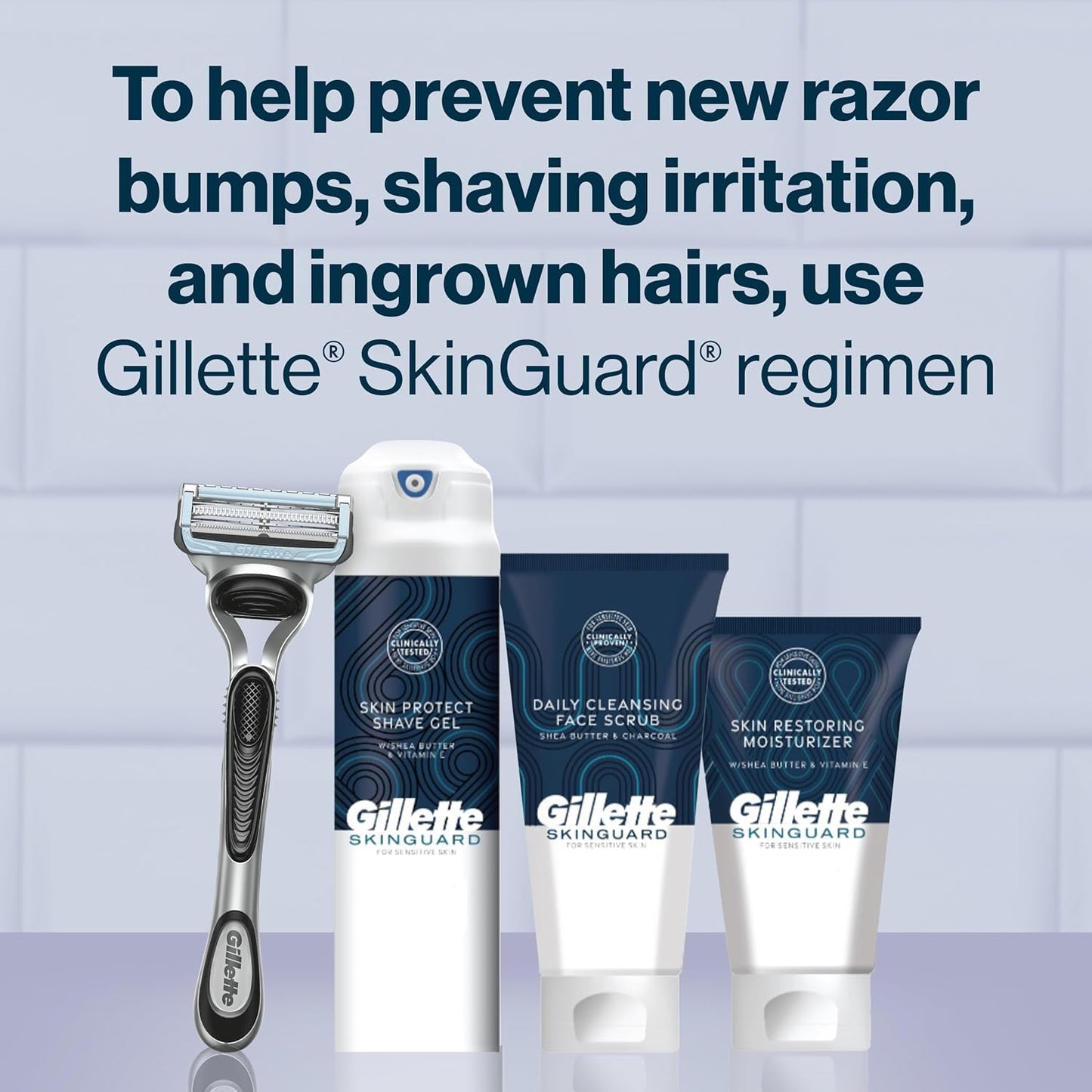 Gillette SkinGuard Razors, 1 Gillette Razor, 4 Razor Blade Refills, Designed for Men with Skin Irritation, Razor Bumps, and Sensitive Skin