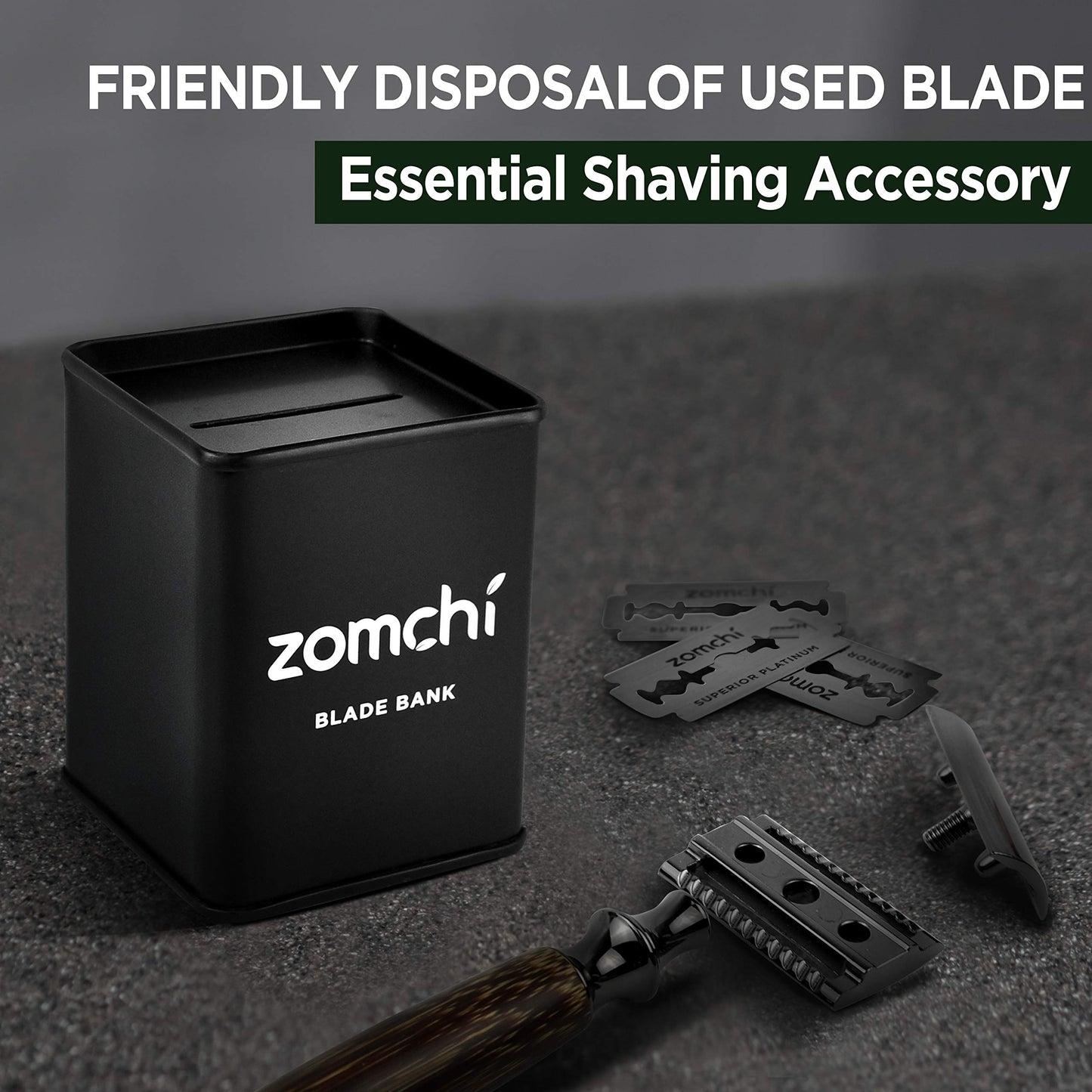 ZOMCHI Razor Blade Bank for Safety Razor Blade Storagement, Used Double Edge Safety Razor Blade Disposal Case (Silver)
