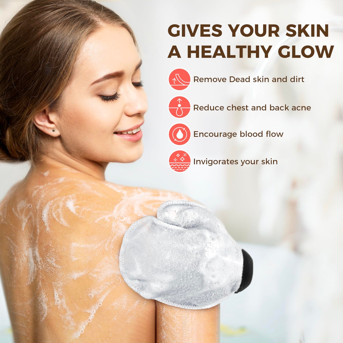 ZOMCHI 2 Pack Deep Exfoliating Glove with Dual Texture, Massage Body Scrub Gloves for Home Spa, Exfoliating Mitt for Dead Skin Removal (Deep + Gentle)