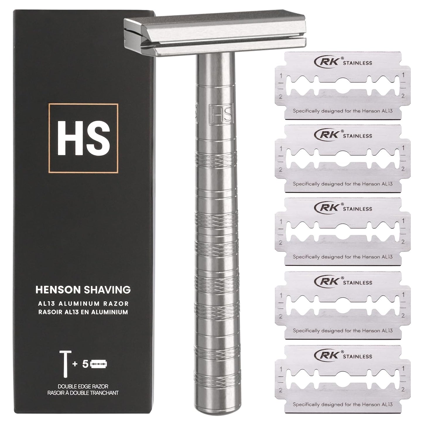 Henson Shaving Razor - Copper Double Edge Safety Razor with 5 Spare Blades - 30° Angled Precision With Superior Blade Rigidity- Reusable Single Blade Razors For Men and Women - Mild Aggression