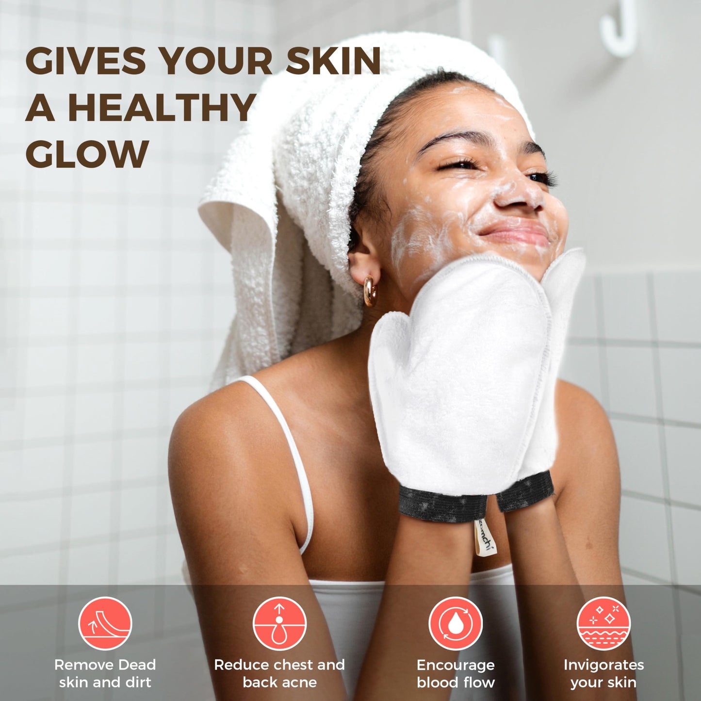 ZOMCHI 2 Pack Deep Exfoliating Glove with Dual Texture, Massage Body Scrub Gloves for Home Spa, Exfoliating Mitt for Dead Skin Removal (Deep + Gentle)