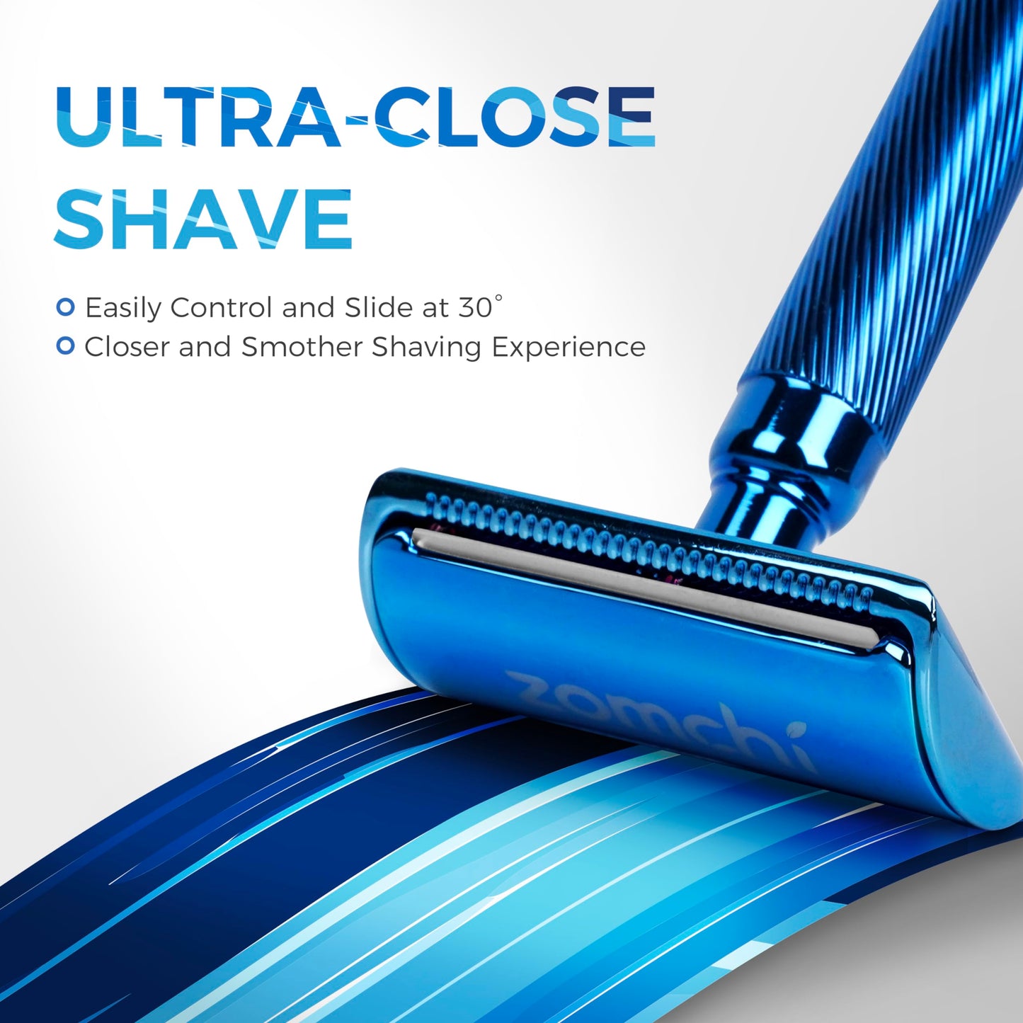 ZOMCHI Double Edge Safety Razor for Men & Women, Premium Metal Razor with 10 Double Edge Safety Razor Blades,Single Blade Razor – Noble Silver