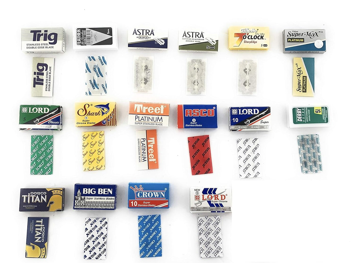 G.B.S Double Edge Razor Blade Sample Pack, Variety of 16 Safety Blades
