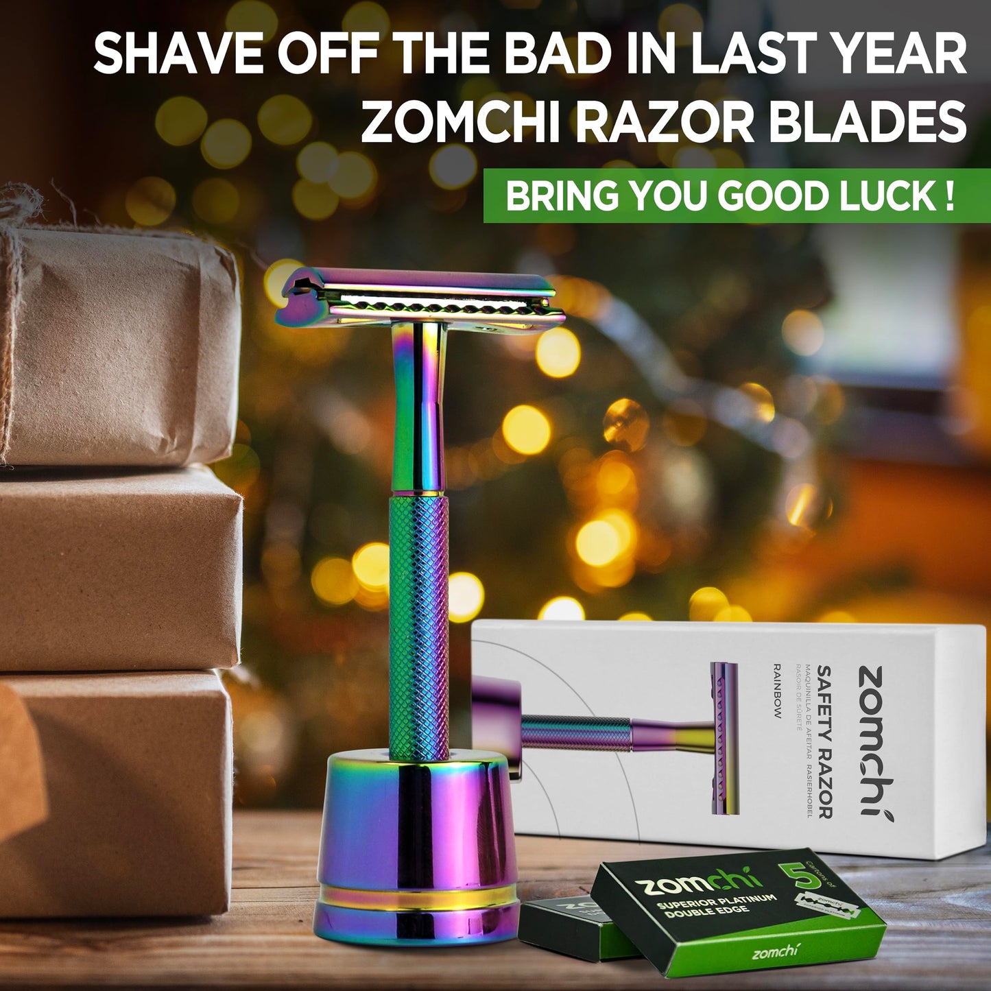 ZOMCHI Double Edge Safety Razor for Men & Women, Premium Metal Razor with 10 Double Edge Safety Razor Blades,Single Blade Razor – Noble Silver