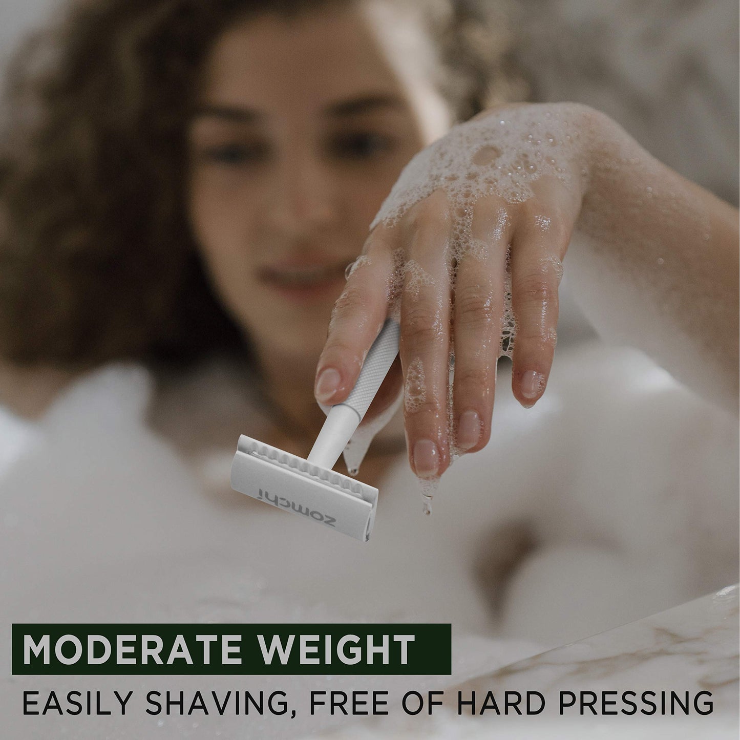 ZOMCHI Double Edge Safety Razor for Men & Women, Premium Metal Razor with 10 Double Edge Safety Razor Blades,Single Blade Razor – Noble Silver