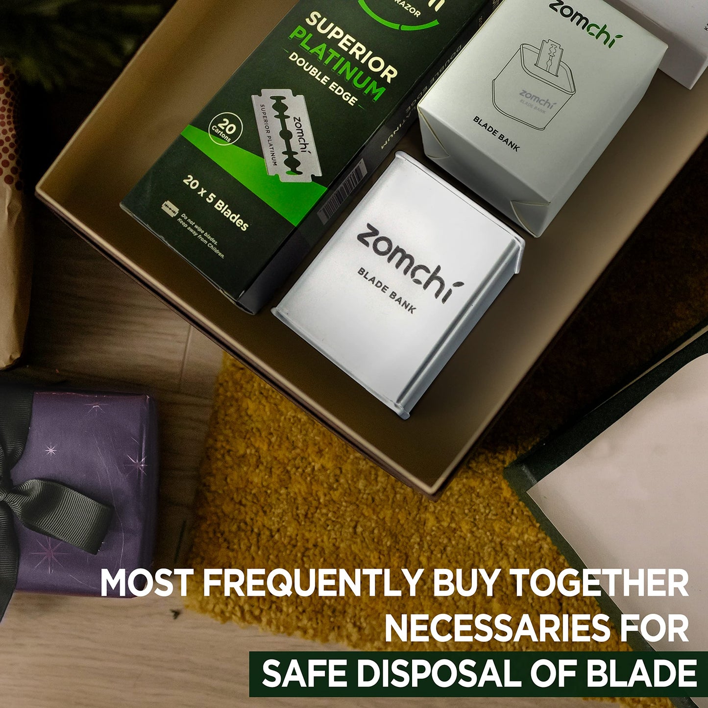 ZOMCHI Razor Blade Bank for Safety Razor Blade Storagement, Used Double Edge Safety Razor Blade Disposal Case (Silver)