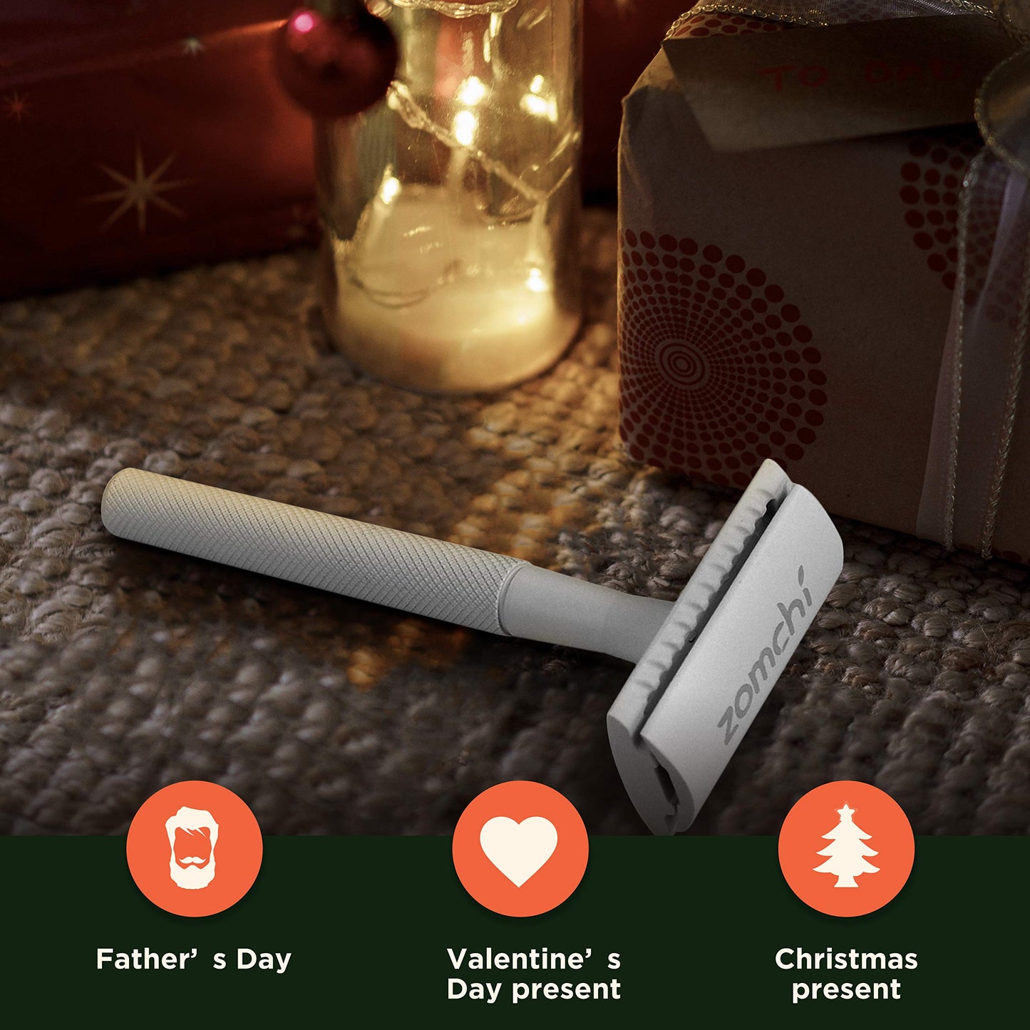 ZOMCHI Double Edge Safety Razor for Men & Women, Premium Metal Razor with 10 Double Edge Safety Razor Blades,Single Blade Razor – Noble Silver
