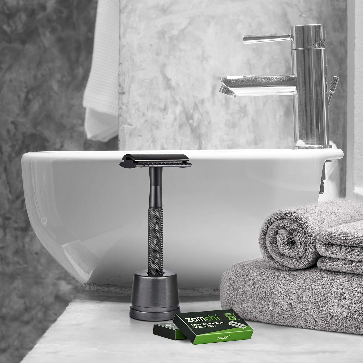 ZOMCHI Double Edge Safety Razor for Men & Women, Premium Metal Razor with 10 Double Edge Safety Razor Blades,Single Blade Razor – Noble Silver