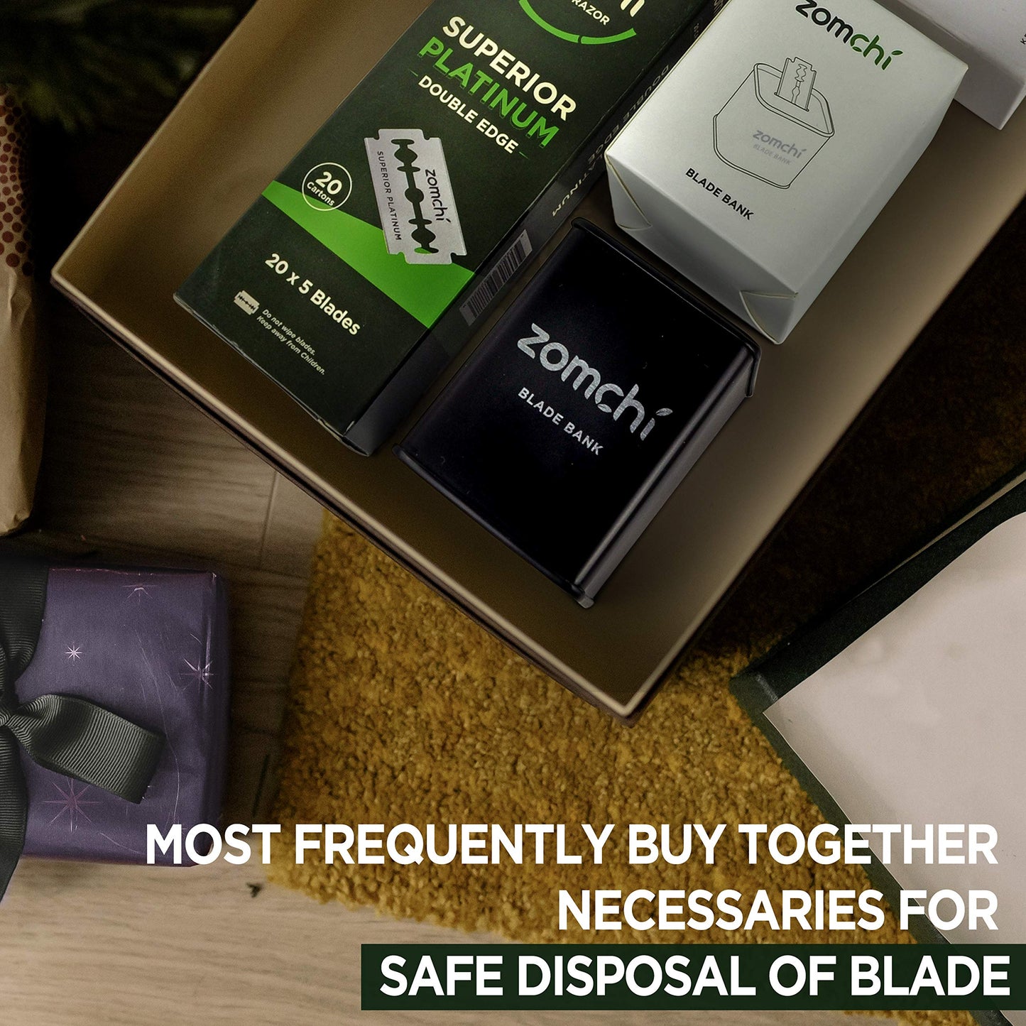 ZOMCHI Razor Blade Bank for Safety Razor Blade Storagement, Used Double Edge Safety Razor Blade Disposal Case (Silver)