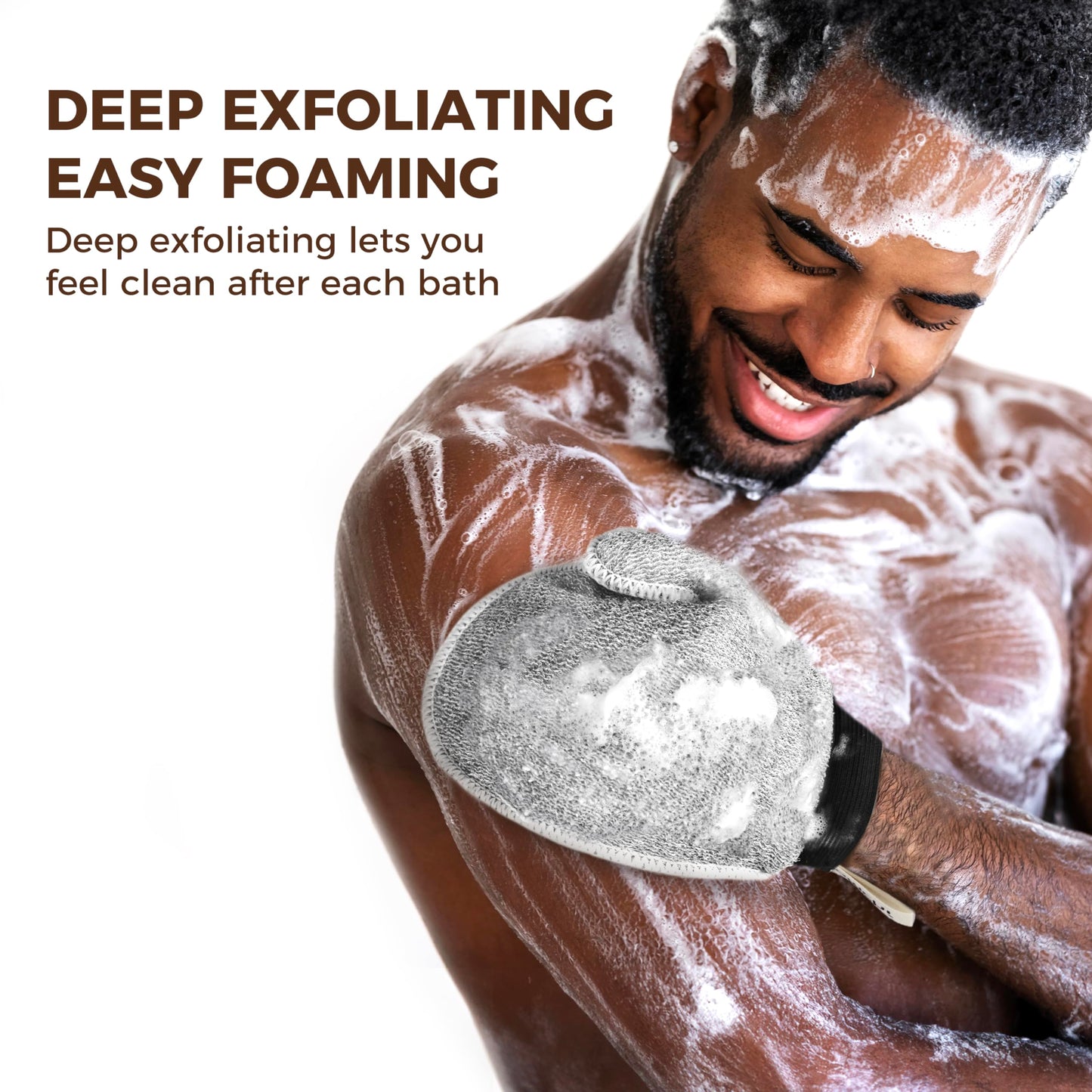 ZOMCHI 2 Pack Deep Exfoliating Glove with Dual Texture, Massage Body Scrub Gloves for Home Spa, Exfoliating Mitt for Dead Skin Removal (Deep + Gentle)