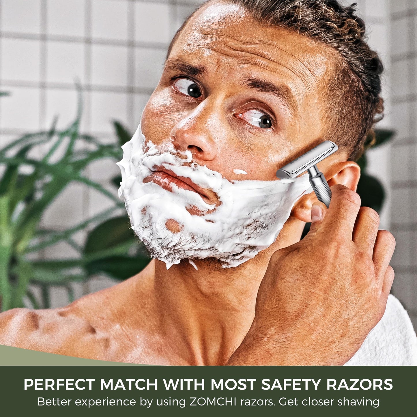 Zomchi Double Edge Razor Blades 2.0, 100 Counts Safety Razor Blades for Shaving, Platinum Stainless Steel Shaving Blades for Men and Women, Fits All Standard Double Edge Razors