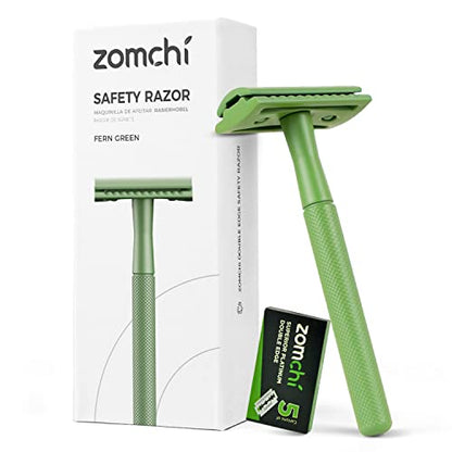 ZOMCHI Double Edge Safety Razor for Men & Women, Premium Metal Razor with 10 Double Edge Safety Razor Blades,Single Blade Razor – Noble Silver