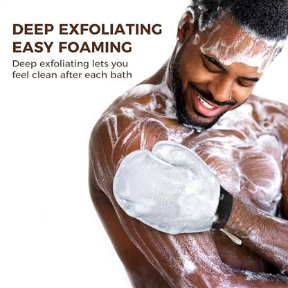 ZOMCHI 2 Pack Deep Exfoliating Glove with Dual Texture, Massage Body Scrub Gloves for Home Spa, Exfoliating Mitt for Dead Skin Removal (Deep + Gentle)