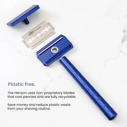 Henson Shaving Razor - Copper Double Edge Safety Razor with 5 Spare Blades - 30° Angled Precision With Superior Blade Rigidity- Reusable Single Blade Razors For Men and Women - Mild Aggression