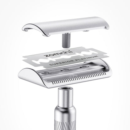 Zomchi Double Edge Razor Blades 2.0, 100 Counts Safety Razor Blades for Shaving, Platinum Stainless Steel Shaving Blades for Men and Women, Fits All Standard Double Edge Razors